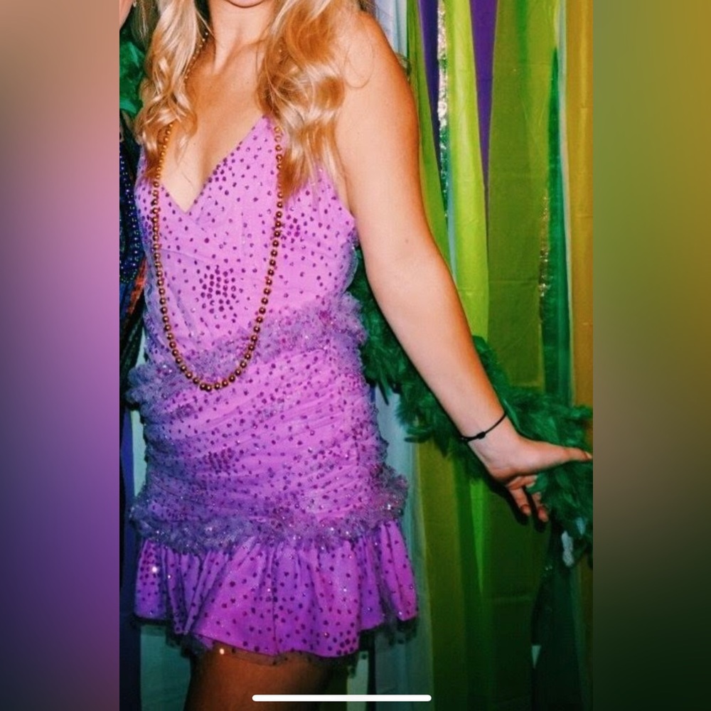 NBD Purple Sparkly Mini Dress
